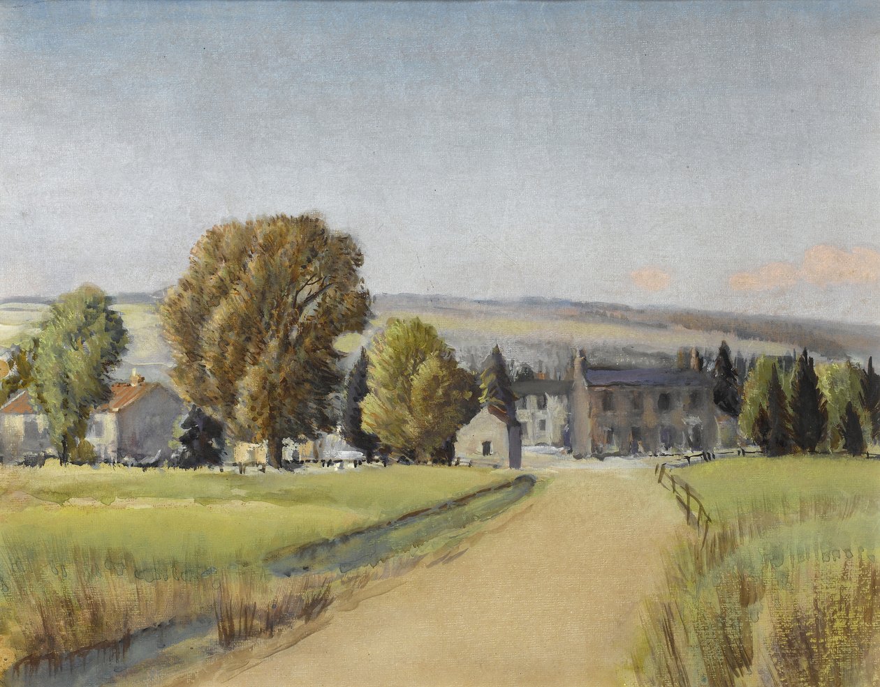 Veien til landsbyen, ca. 1900 (gouache på papir) av Sunderland Rollinson
