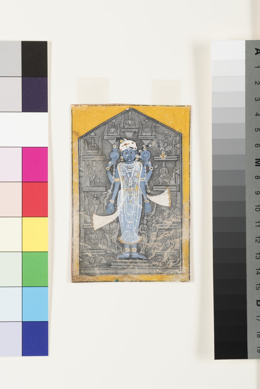 Et bilde av Vishnu omgitt av basrelieffer av hans avatarer, ca. 1780 av Surdhaj Nanag Ram