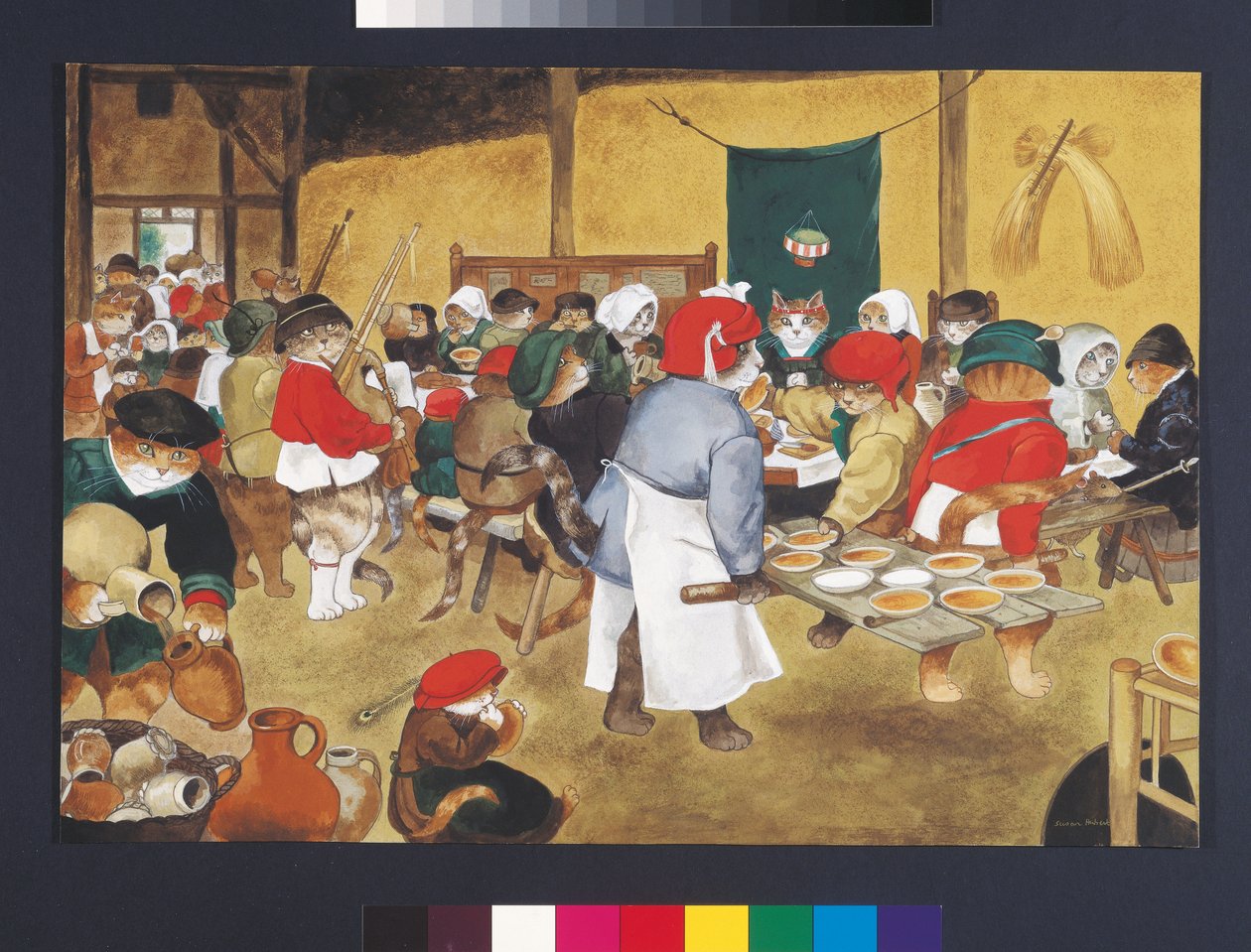 Illustrasjon fra Cats Galore! A Compendium of Cultured Cats (utgitt 2015) av Susan Herbert