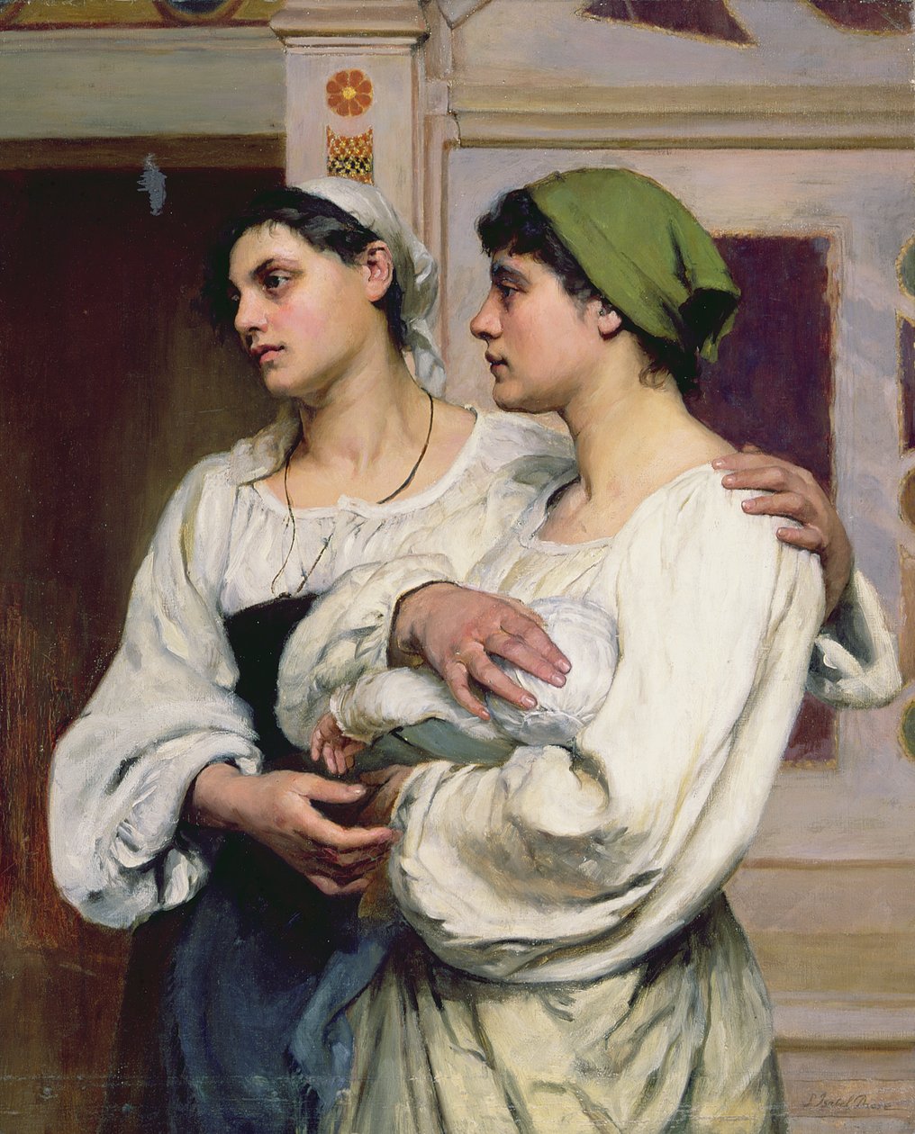 Italienske kvinner i kirken (olje på lerret) av Susan Isabel Dacre