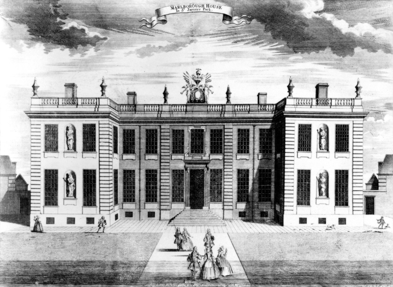 Utsikt over Marlborough House i Pall Mall, Westminster, 1741 av Sutton Nicholls