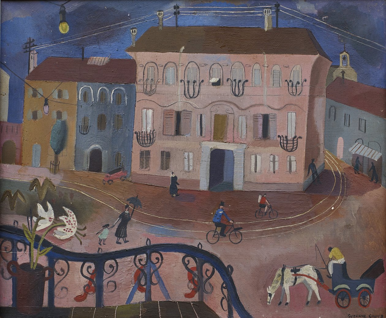 Gatescene (olje på lerret) av Suzanne Cooper