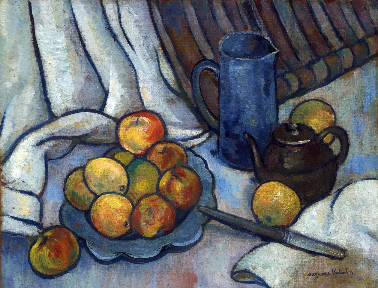 Epler, tekanne og mugge - Peinture de Suzanne Valadon (1865-1938), ca 1919 - Olje på lerret, 50,4x65,4 - Privat samling av Suzanne Valadon