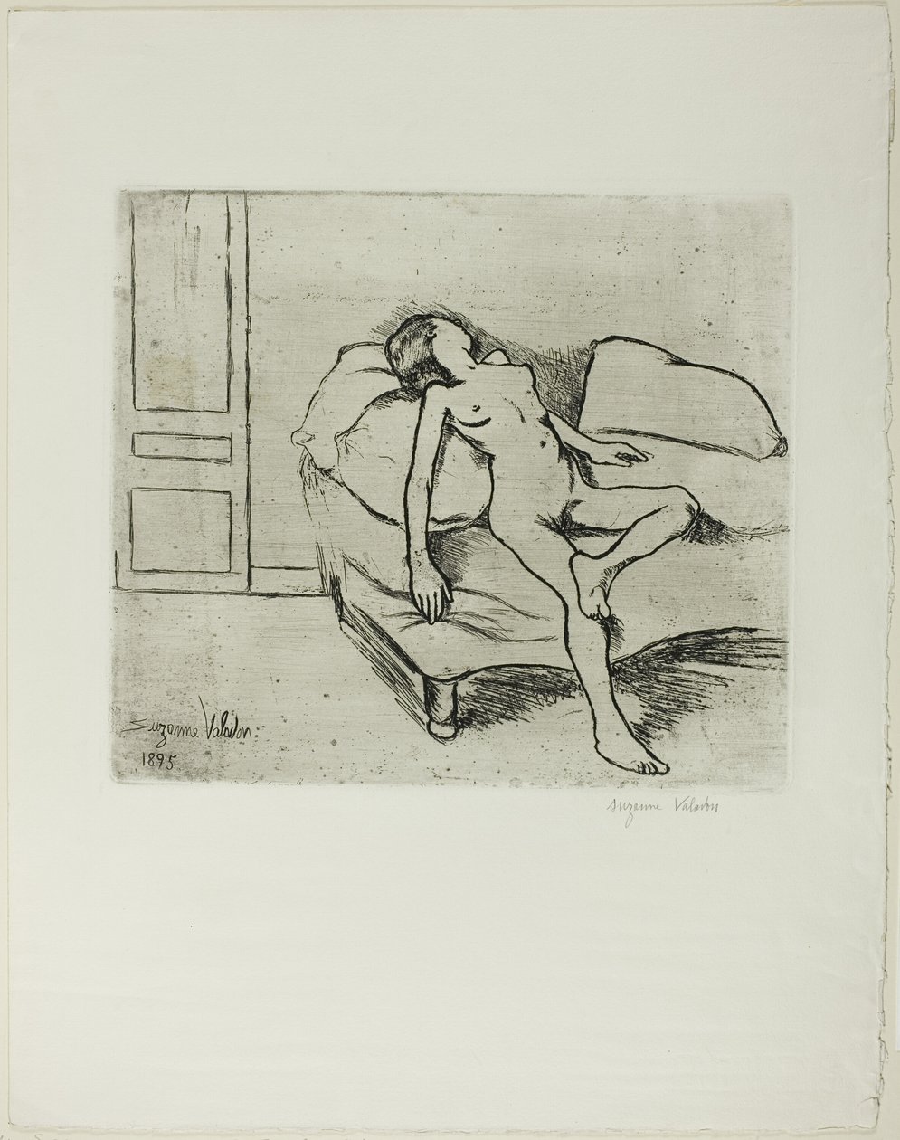 Louise naken på en sofa av Suzanne Valadon