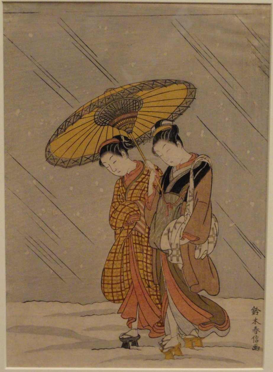 Par i snøstorm av Suzuki Harunobu