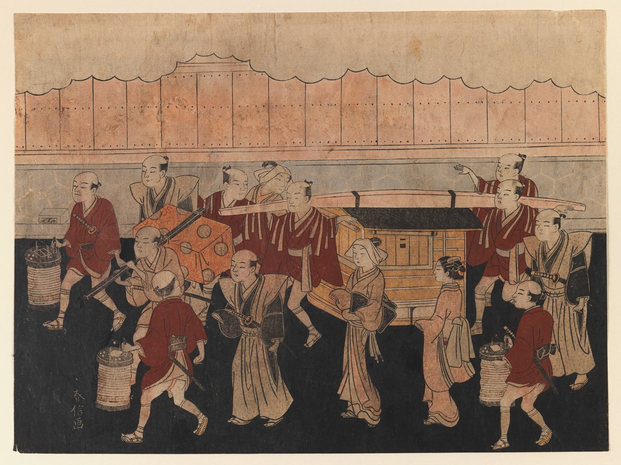 The Brides Trip to her Husbands House, fra serien The Marriage Ceremonies, ca. 1768 (farget treblokktrykk) av Suzuki Harunobu