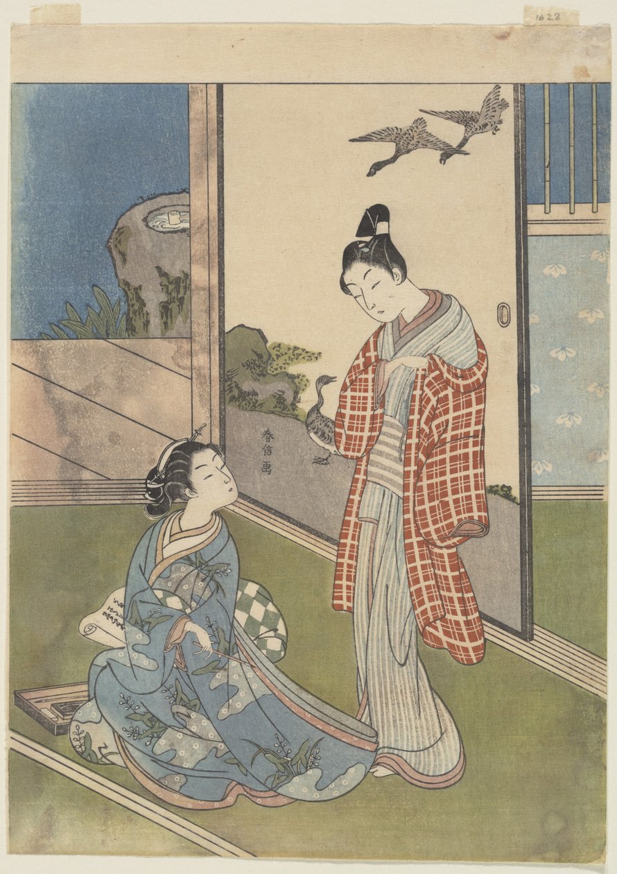 En jente som skriver et brev av Suzuki Harunobu