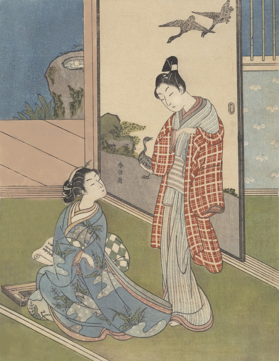 En jente som skriver et brev, 1700-tallet., 1700-tallet. av Suzuki Harunobu