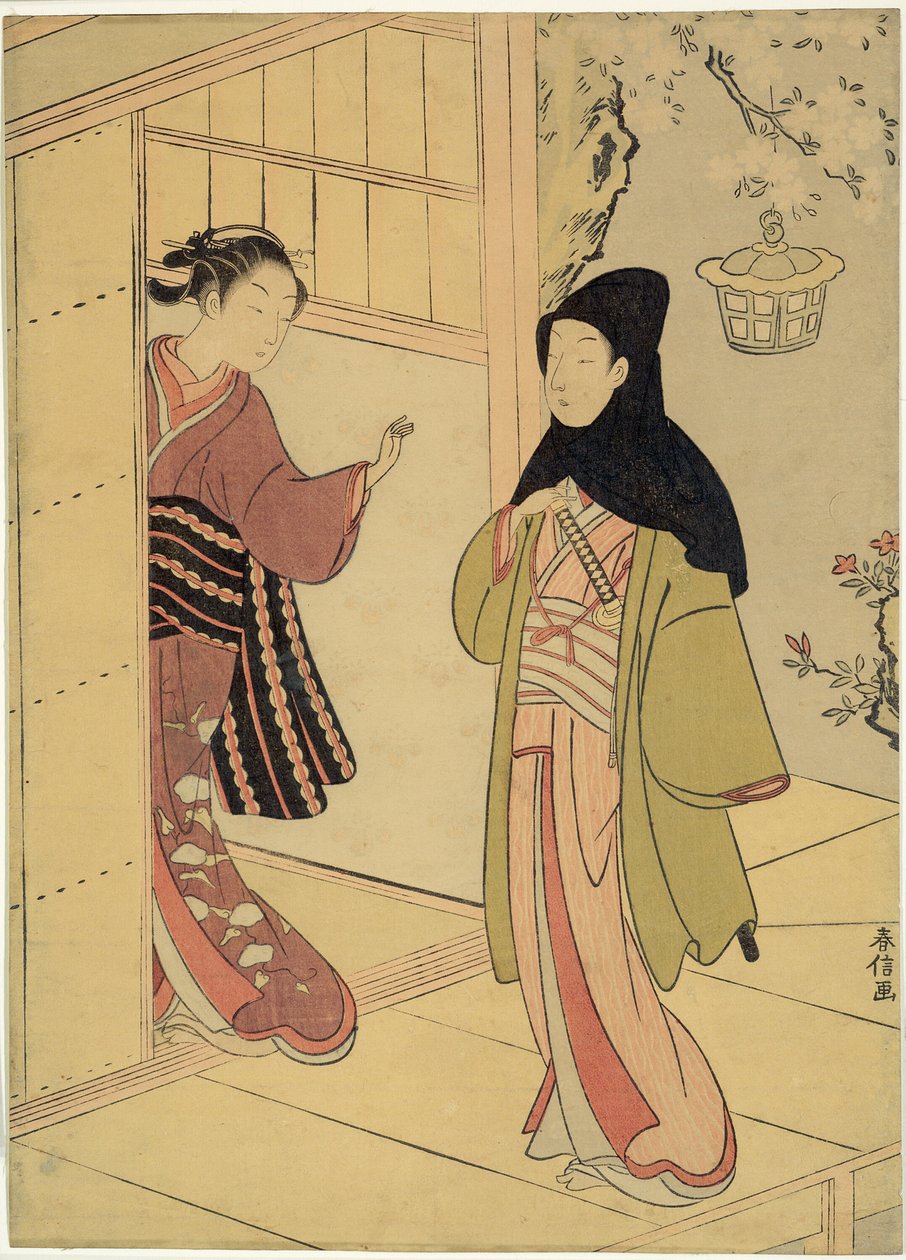 Et kveldsbesøk (en parodi på Junidan Soshi) av Suzuki Harunobu