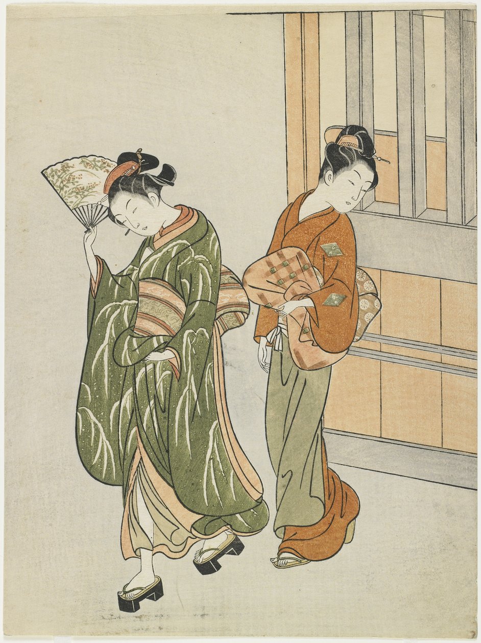 Fjerner bris fra en vifte, etter 1766 av Suzuki Harunobu