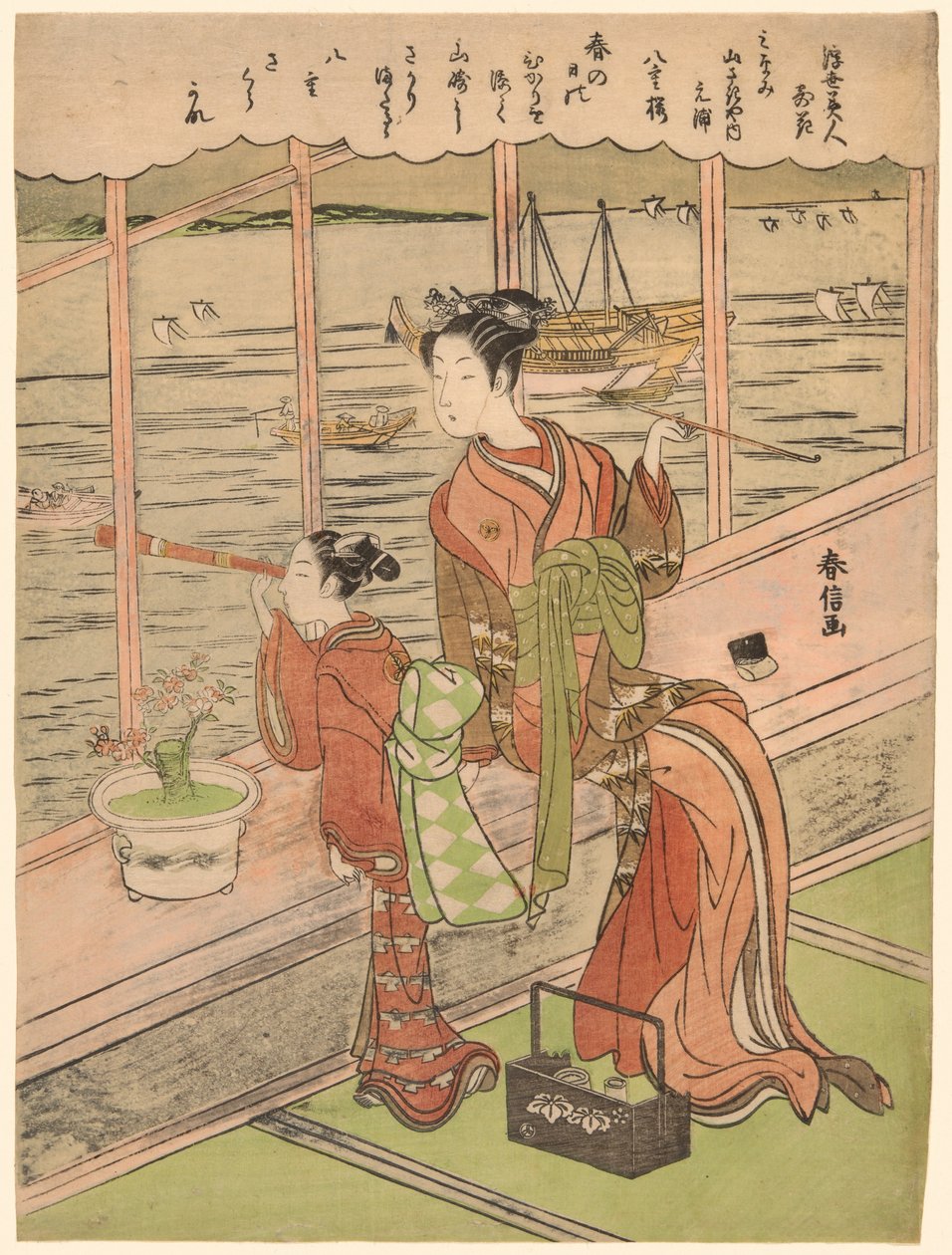 Double-Flowered Cherry: Motoura of the Minami Yamasakiya (Minami Yamasakiya uchi Motoura, Yaezakura), fra serien "Beauties of the Floating World Compared to Flowers (Ukiyo bijin hana ni yosu)" av Suzuki Harunobu