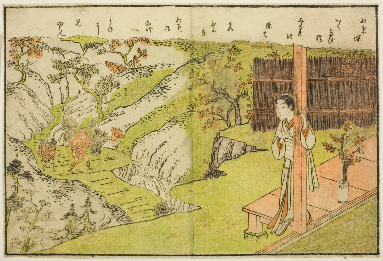 Tosidig illustrasjon fra Vol. 1 av "Picture Book of Spring Brocades (Ehon haru no nishiki)" av Suzuki Harunobu