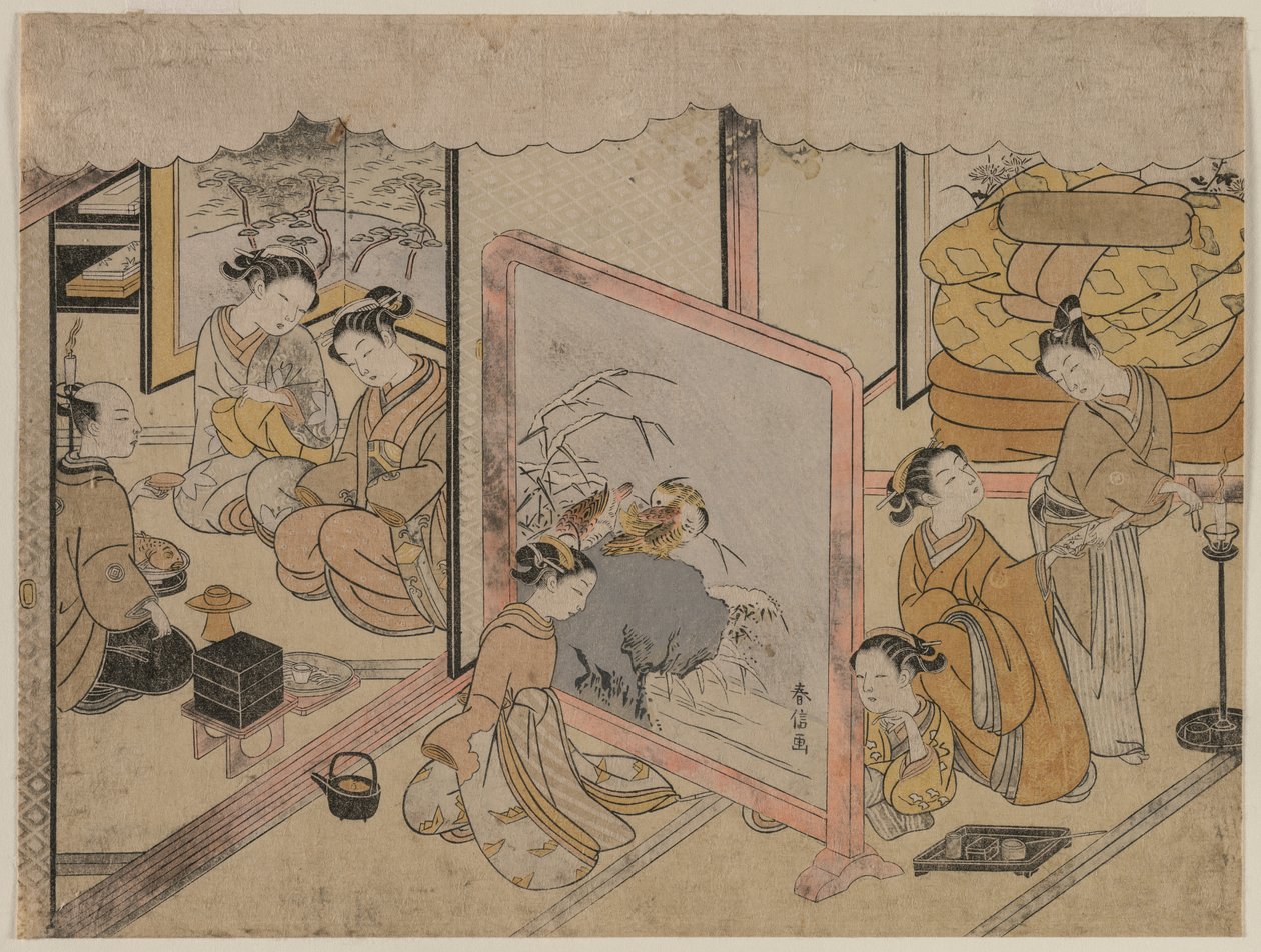 Å drikke en kopp vin før man går til sengs (fra en serie uten tittel) av Suzuki Harunobu