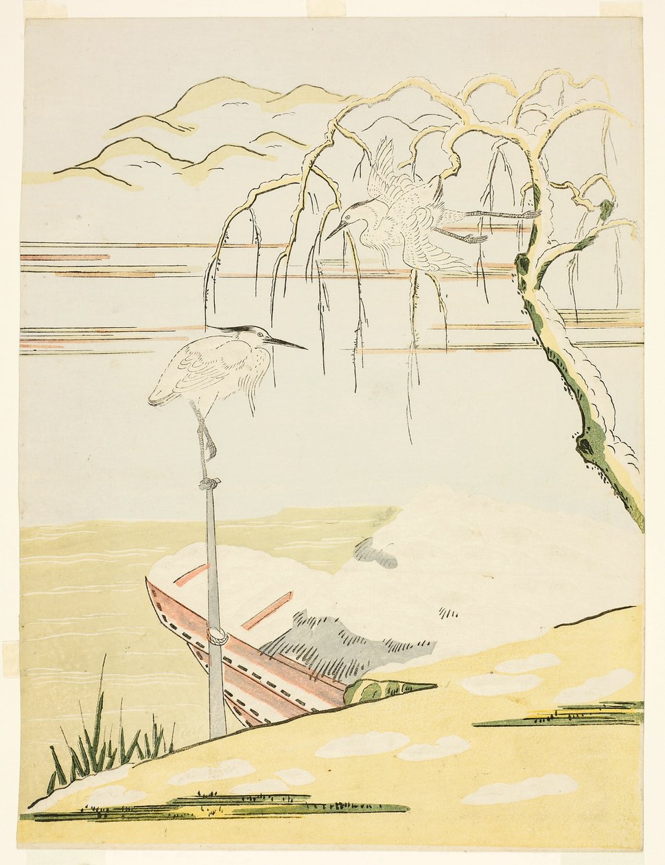 Egrets i snøen av Suzuki Harunobu