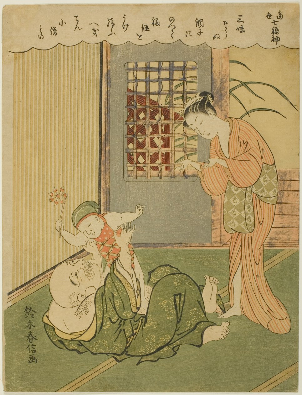 Hotei, fra serien "Seven Gods of Good Luck in Modern Life (Tosei Shichi-fukujin)" av Suzuki Harunobu