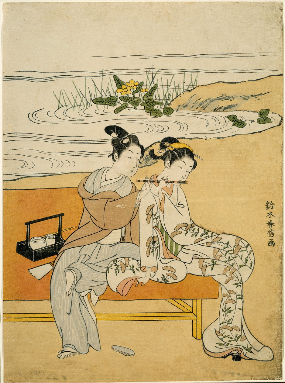 Lovers Playing the Same Fute (parodi på Xuanzong og Yang Guifei) av Suzuki Harunobu
