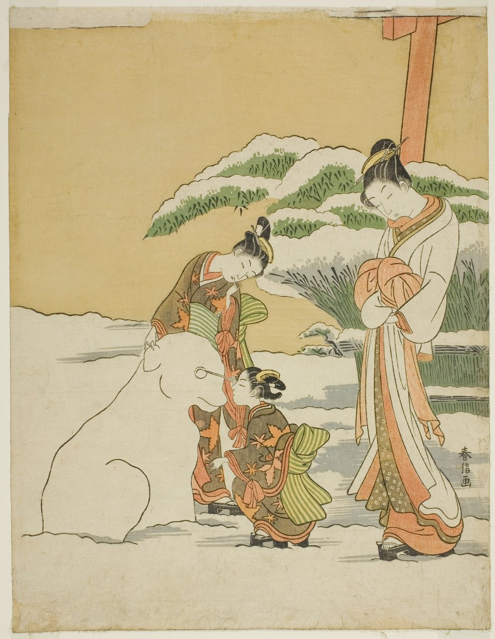 Å lage en snøhund av Suzuki Harunobu