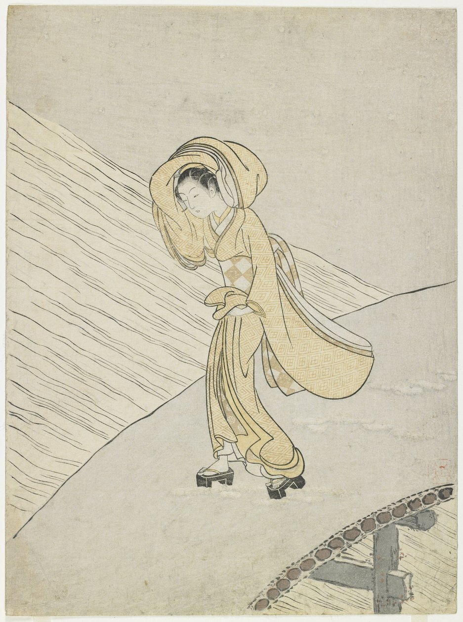 Forutsatt at Fujiwaras nedgang er poe m C Rossin g The difference, 1765 av Suzuki Harunobu