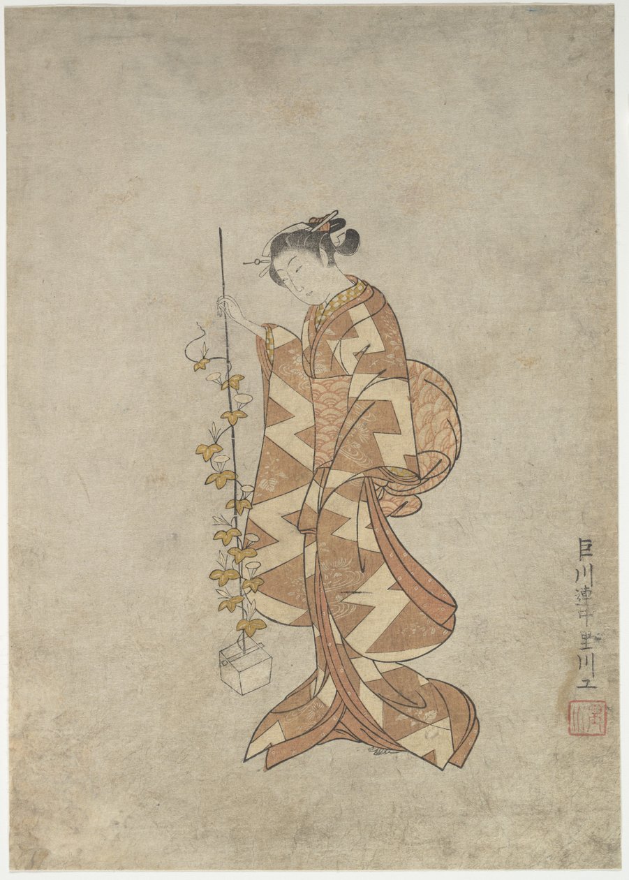 Moderne fremstilling av dikteren Kaga no Chiyo av Suzuki Harunobu