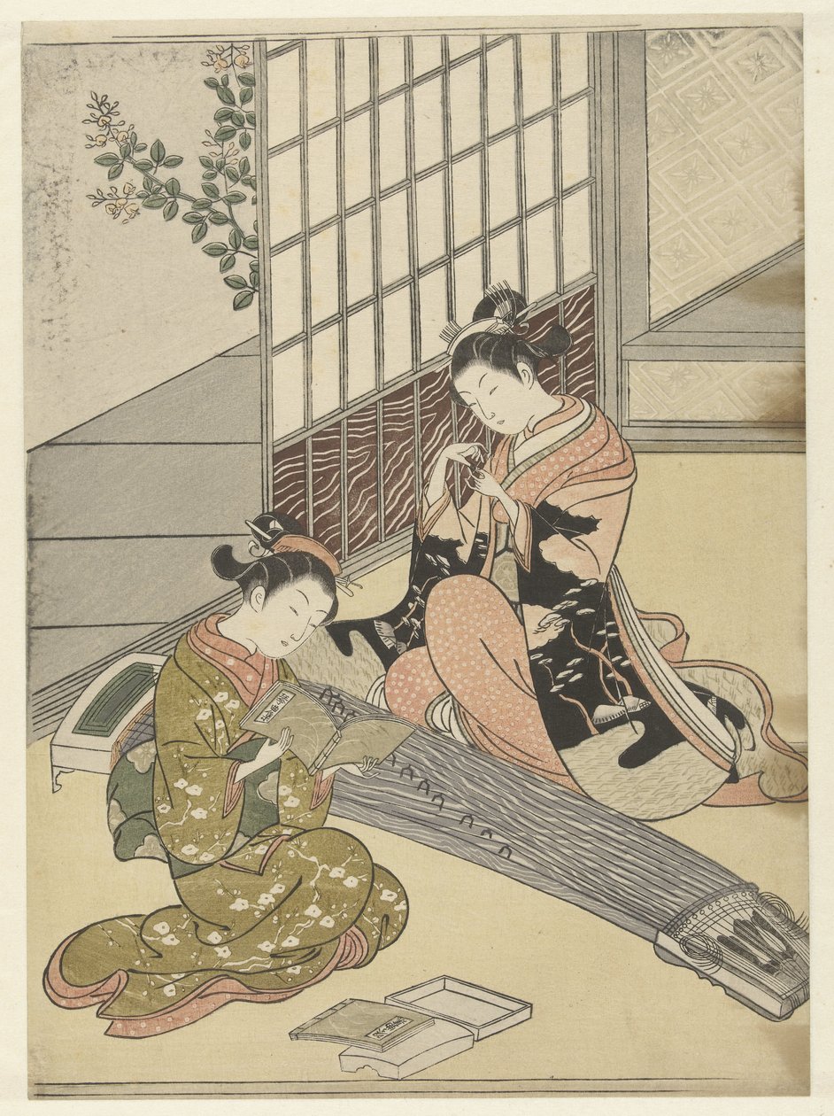 Sittende gjess ved koto-broene Åtte salongansikter (serietittel) Zashiki hakkei (serietittel) av Suzuki Harunobu