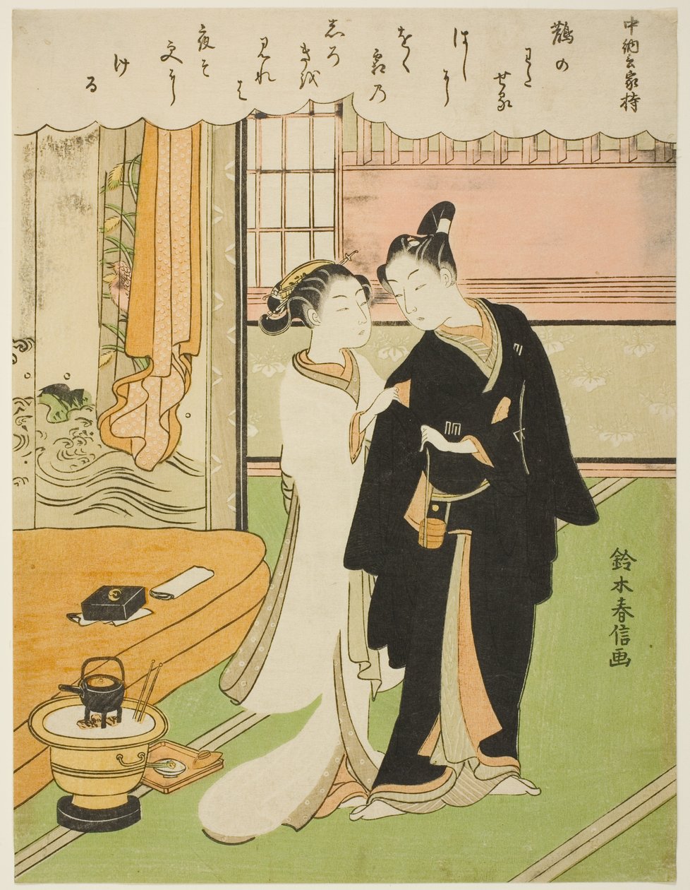 Dikt av Chunagon Yakamochi, fra en serie uten tittel med hundre dikt av hundre poeter av Suzuki Harunobu