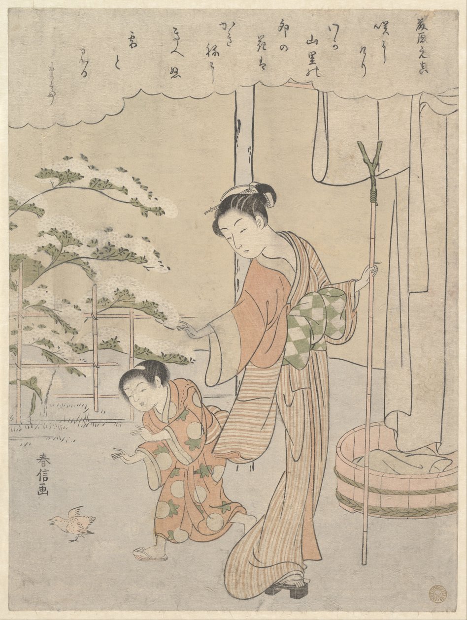 Dikt av Fujiwara no Motozane (ca. 860) fra serien Trettiseks diktere av Suzuki Harunobu