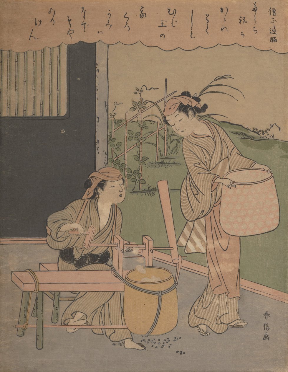 Dikt av Henjo Sojo, ca. 1766., ca. 1766. av Suzuki Harunobu