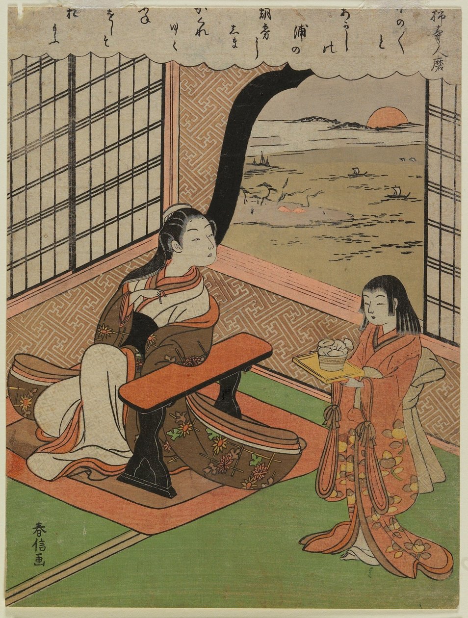 Dikt av Kakinomoto Hitomaro av Suzuki Harunobu
