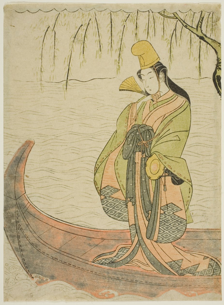 Shirabyoshi-danseren står i Asazuma-båten av Suzuki Harunobu