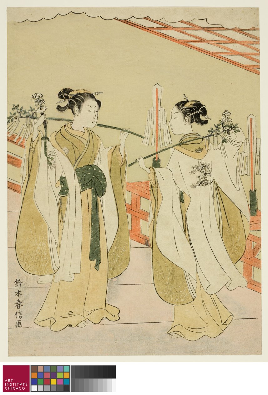 Sh linje hvert felts bølgeplan d første gruppe ny g ved Yushima Tenjin Sh linje, ca. 1769 av Suzuki Harunobu