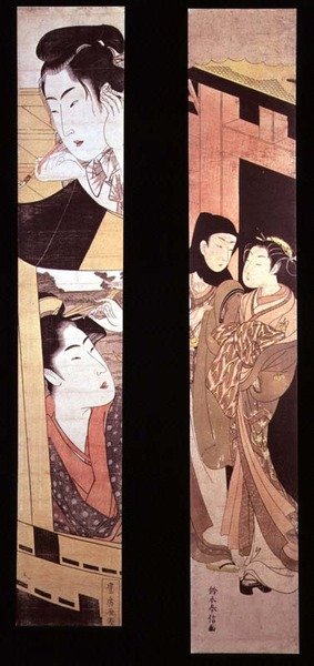The Assignment: Two Lovers at a Gate, ca. 1768 (farget treblokktrykk) av Suzuki Harunobu