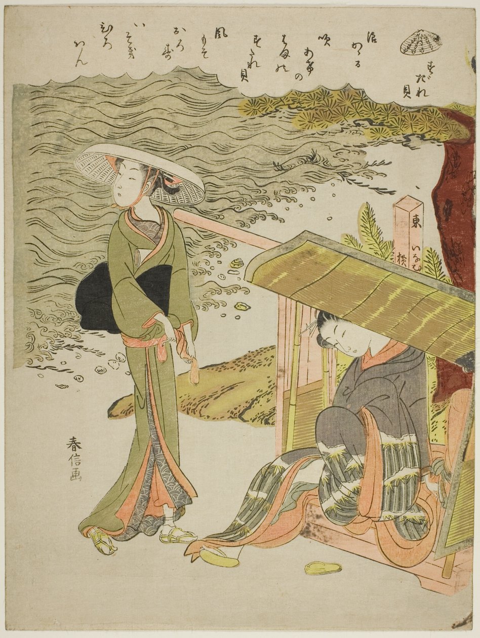 The Bamboo-Blind Shell (Sudaregai), fra en serie uten navn med skjell av Suzuki Harunobu