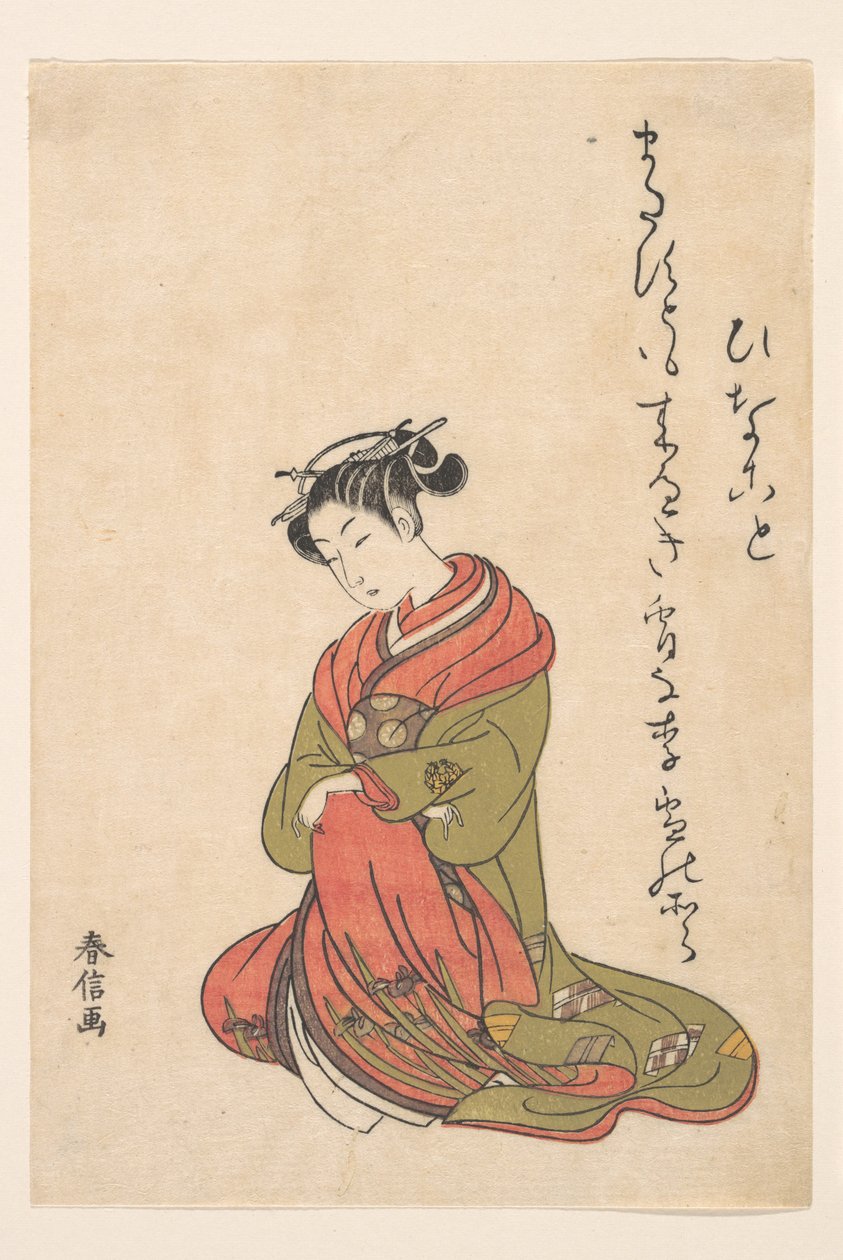 Kurtisanen Itsuhata med pipen sin av Suzuki Harunobu