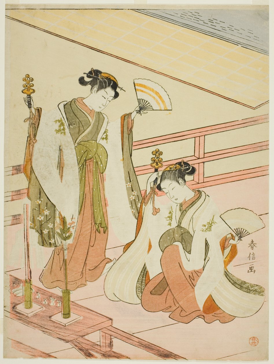 The Dance of the Shrine Maidens Ohatsu og Onami av Suzuki Harunobu