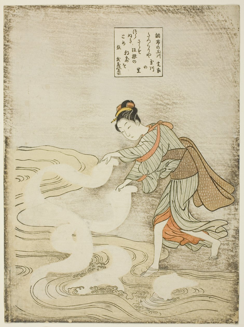The Jewel River at Chofu (Chofu no Tamagawa), fra en serie uten tittel med Six Jewel Rivers av Suzuki Harunobu
