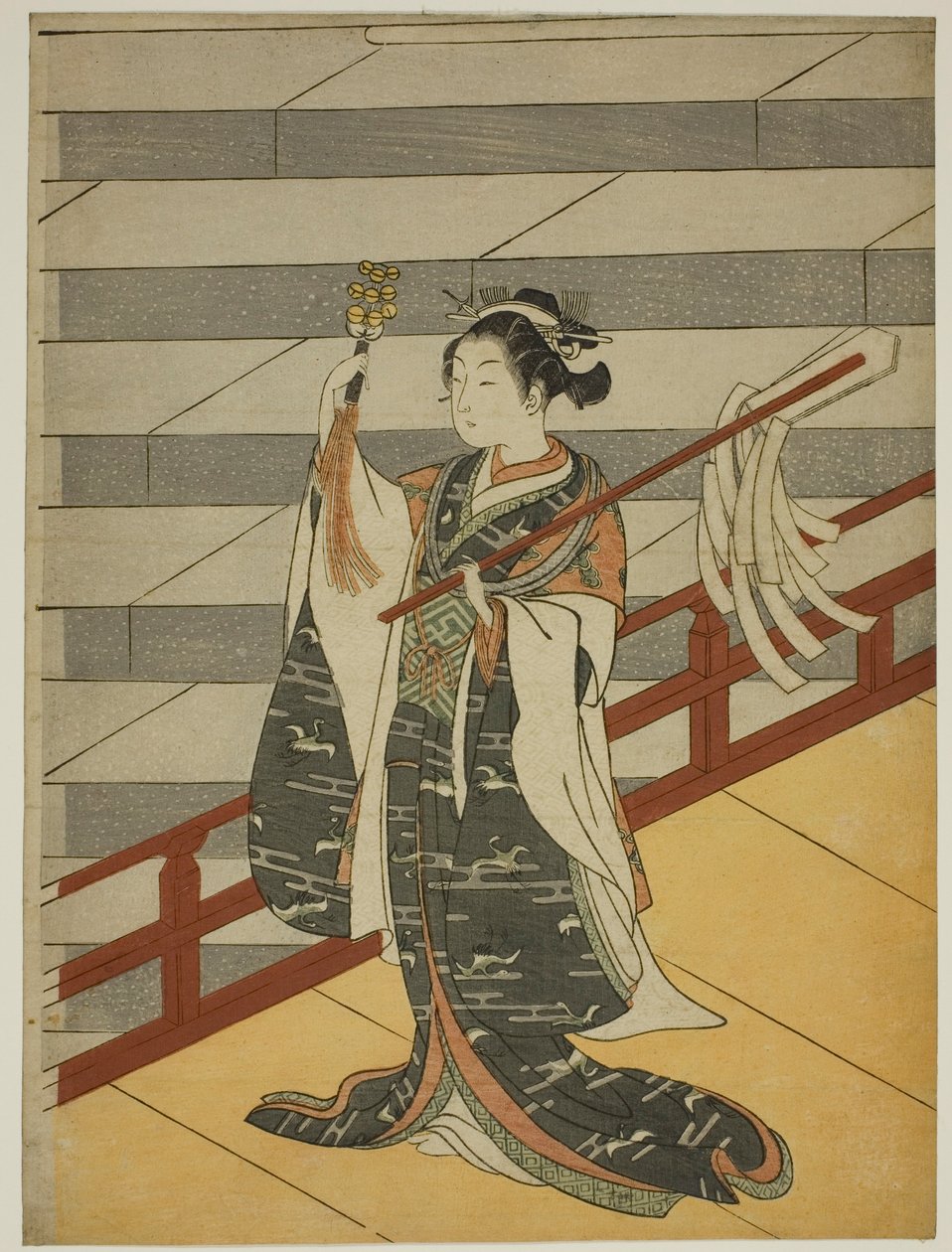 Kagura-danseren av Suzuki Harunobu