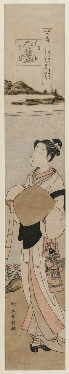 Presten Kukai ved Tama-elven ved Koya-fjellet (fra serien The Six Tama Rivers in Everyday Life) av Suzuki Harunobu