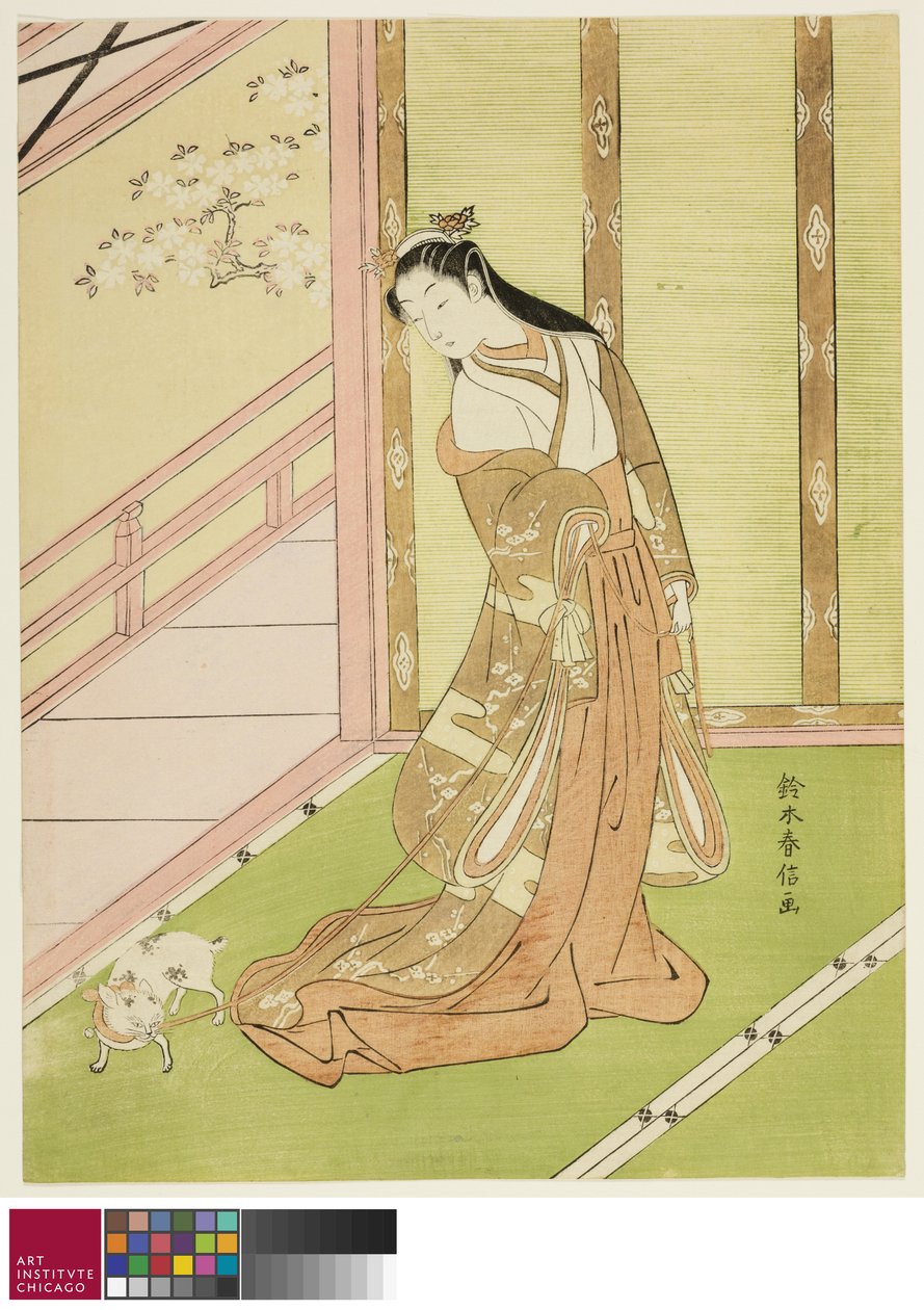 Den tredje prinsessen og hennes kjæledyrkatt, ca. 1767/68 av Suzuki Harunobu