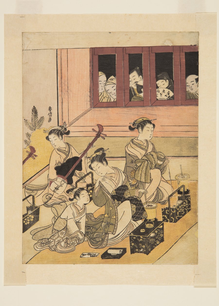 The Watchers and the Watched (treblokktrykk i farger) av Suzuki Harunobu
