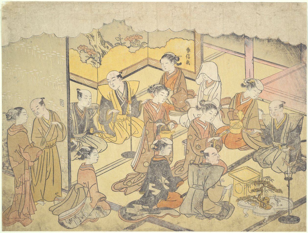 The Wedding Sake Cup: Ekteskapsseremoniene av Suzuki Harunobu