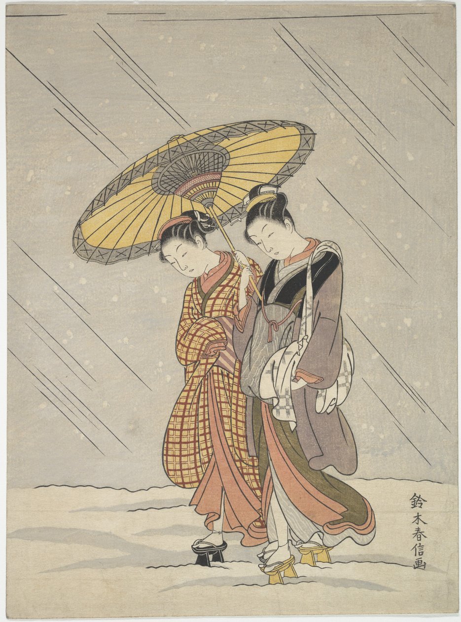 To kvinner i en storm av Suzuki Harunobu