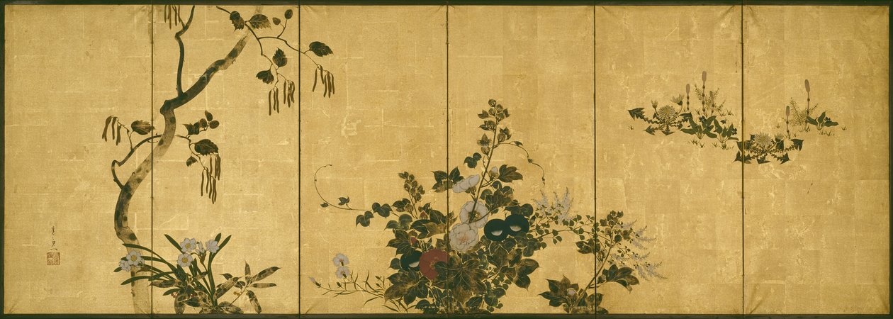 Blomster av høst og vinter av Suzuki Kiitsu