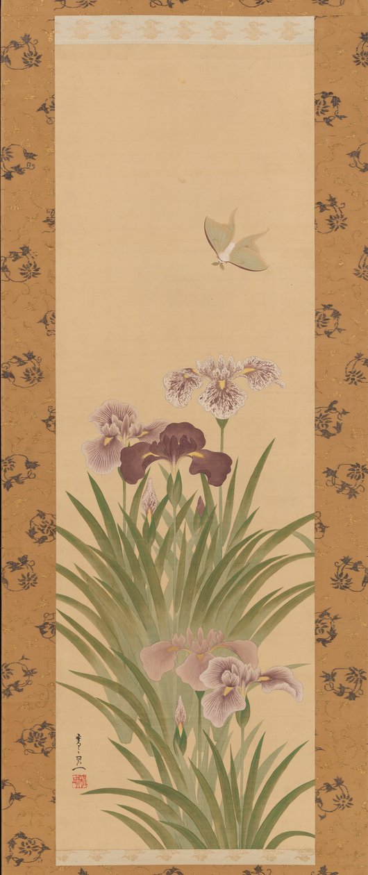 Iris og møll, ca. 1850. av Suzuki Kiitsu