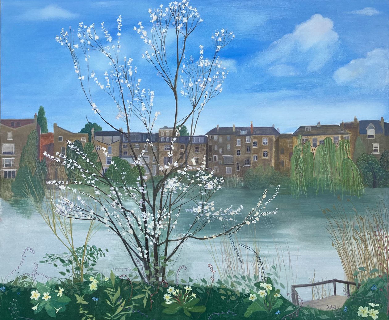 Dam nr. 1, Hampstead Heath, 2025 (olje på lin) av Suzy Fasht