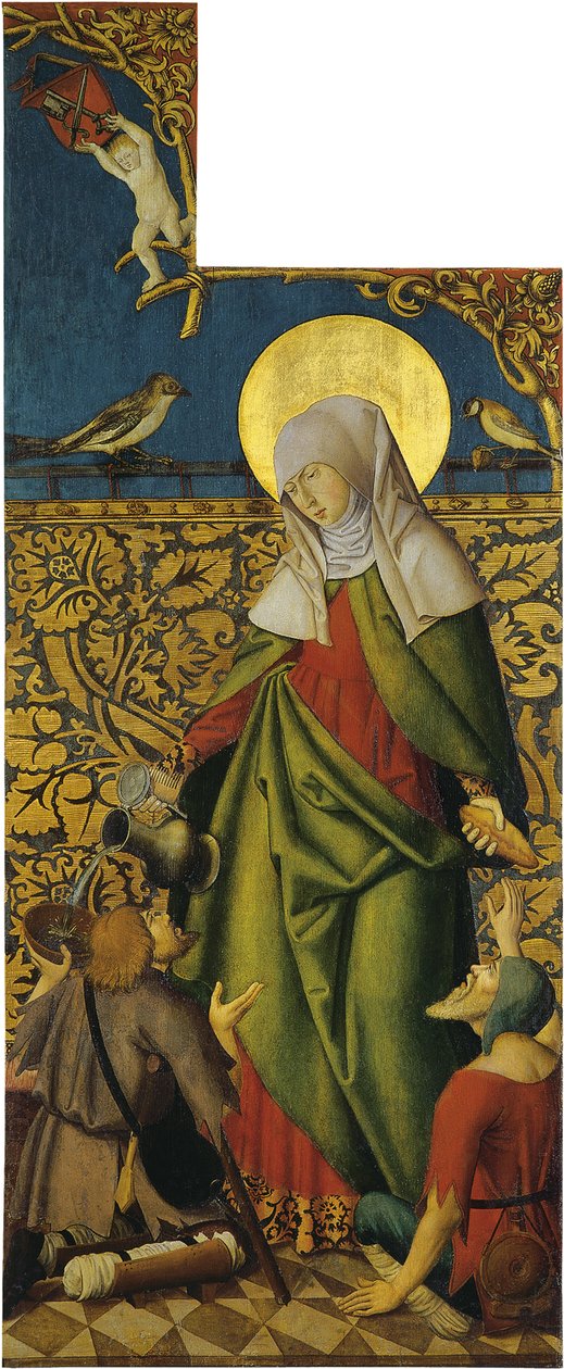 Saint Elizabeth med to tiggere av Swabian master