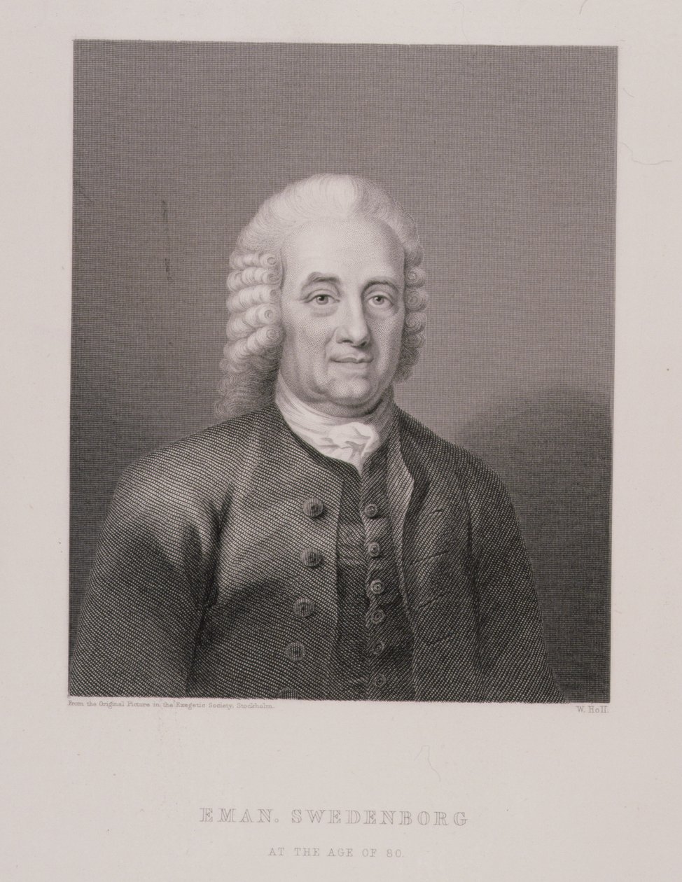Emanuel Swedenborg (1688-1772) i en alder av 80, gravert av W. Holl, fra World Religion, utgitt av A. Fullarton & Co. av Swedish School