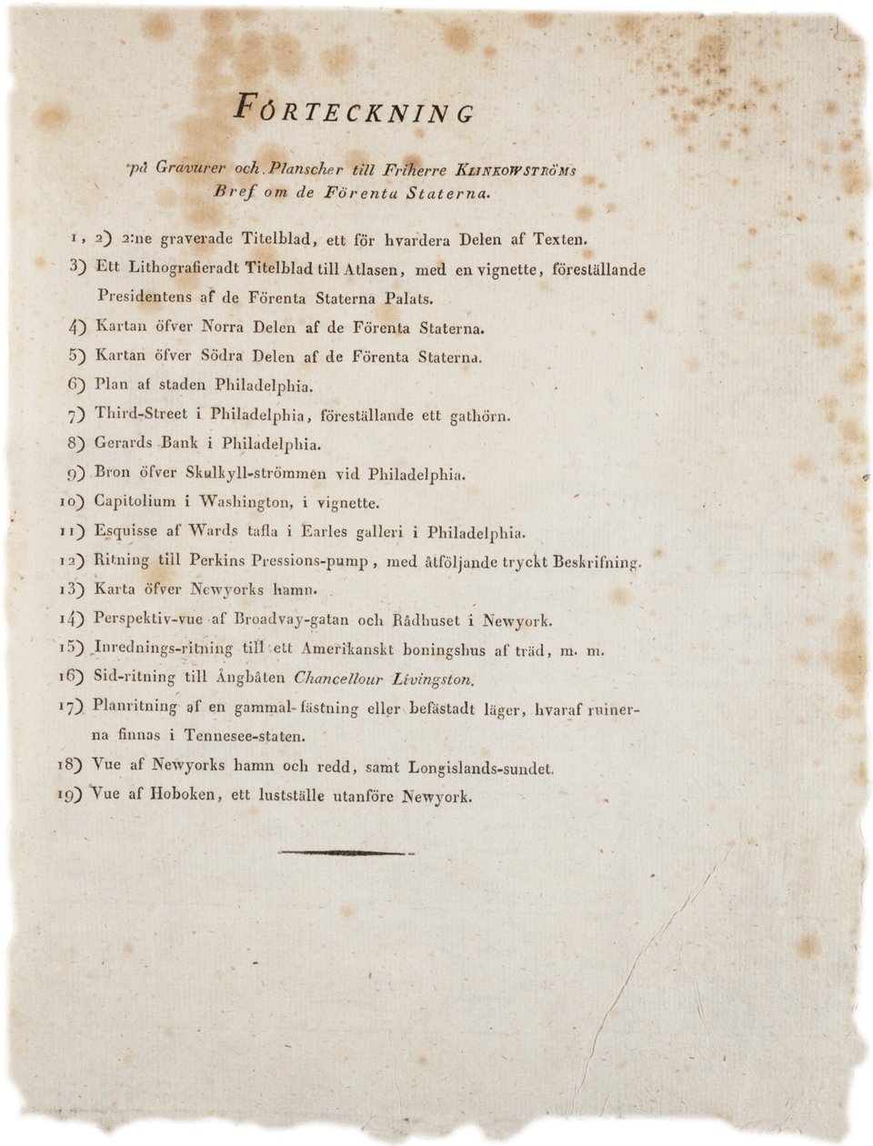 Liste over illustrasjoner fra Klinckowstroms Atlas of the United States, 1824 (trykk) av Swedish School