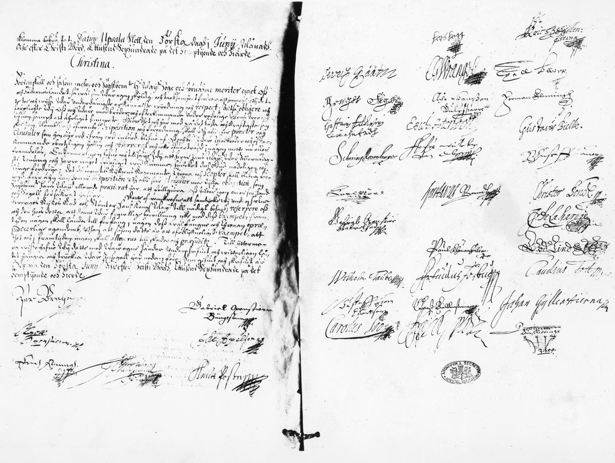 Abdikasjonserklæringen til Christina, dronning av Sverige, 1654 (skriftlig) av Swedish School