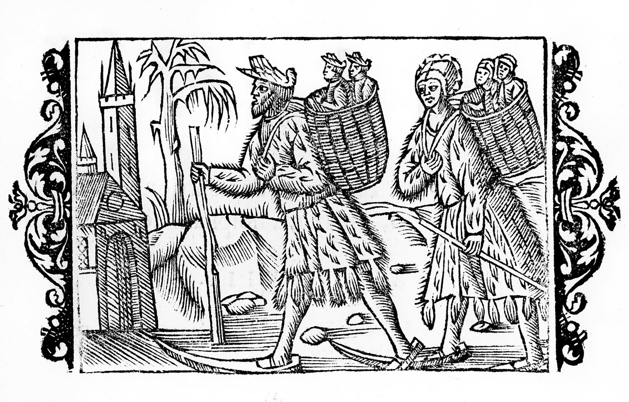 To finner på ski - i "The Northern Nations" av erkebiskop Olaus Magnus, Sverige av Swedish School