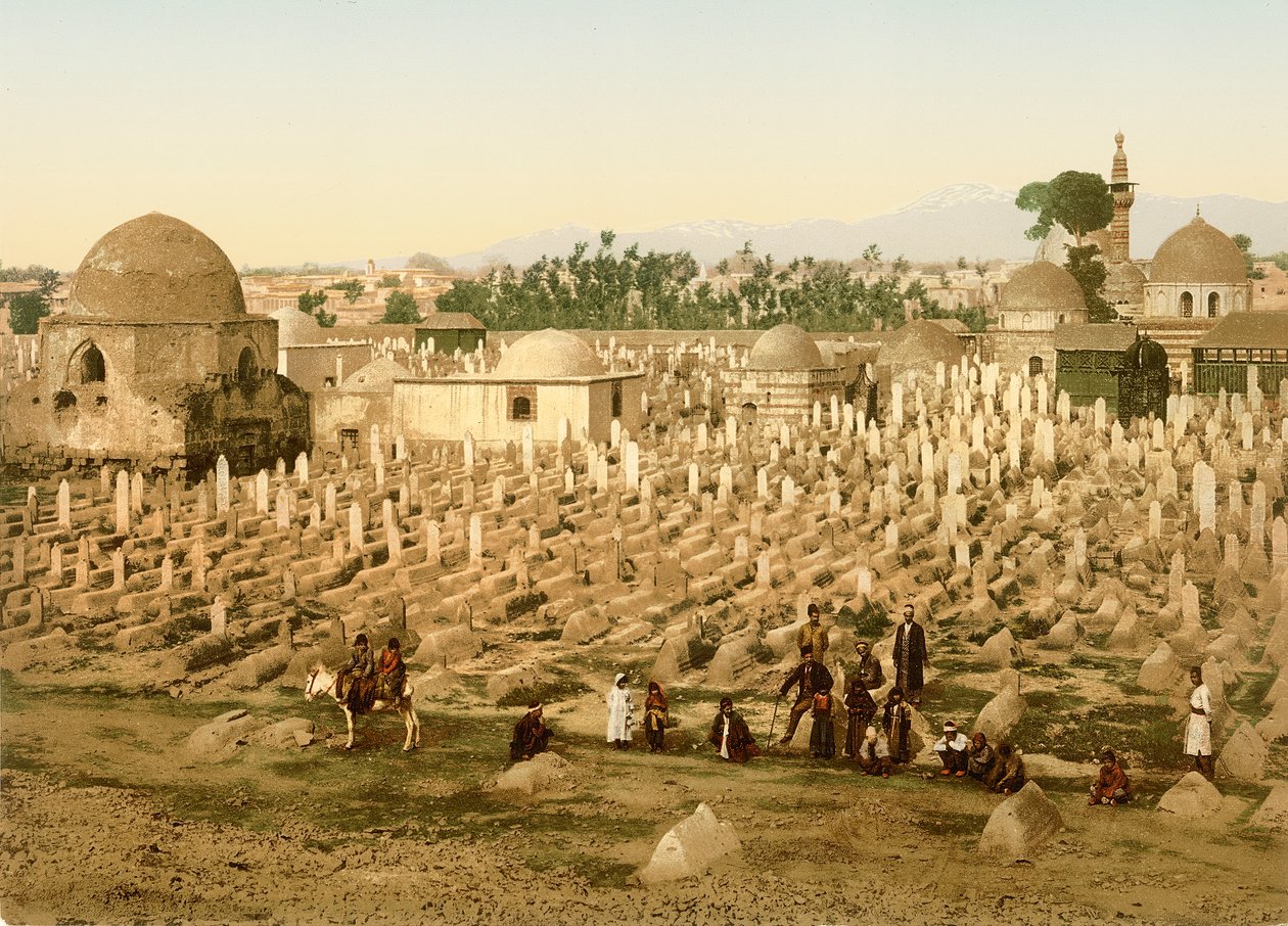 Kirkegården i Meidan, Damaskus, ca. 1880-1900 (fotokrom) av Swiss Photographer